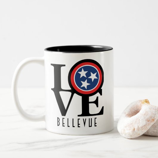 LOVE Bellevue Tennessee 11oz Tweekleurige Koffiemok (Met donut)
