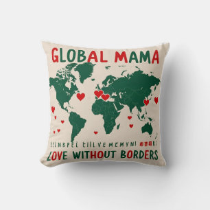 Love Beyond Borders: Wereldkaart Mama & Me Design Kussen