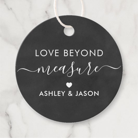 Love Beyond Measure Gift Label, Wedding, Chalkboar Bedankjes Labels (Voorkant)