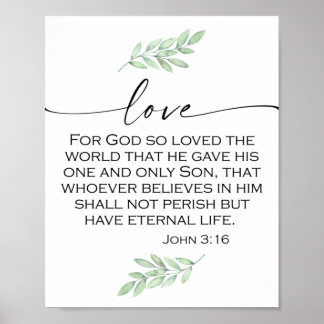 Love Bible Verse van John 3:16 Poster