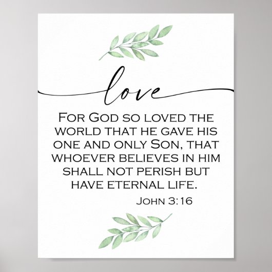 Love Bible Verse van John 3:16 Poster (Voorkant)