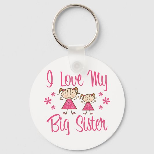 Love Big Sister Pink Girls Sleutelhanger (Voorkant)