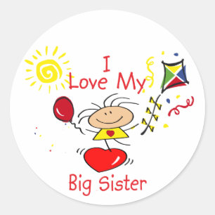Love Big Stick Figuur Girl Ronde Sticker