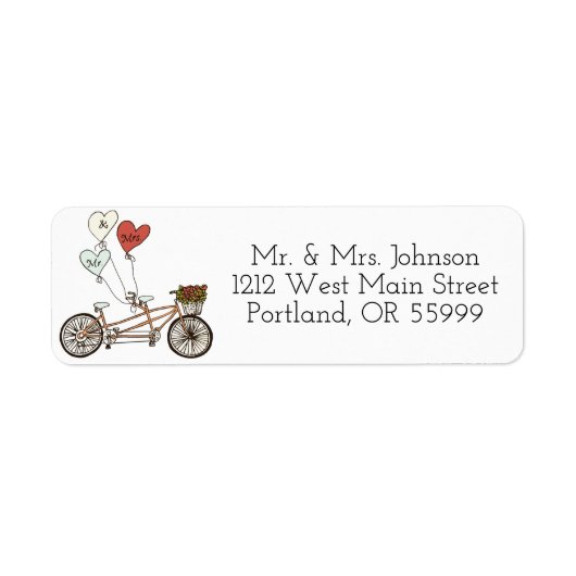 Love bike Mr. en mevrouw adresetiketten Etiket (Voorkant)