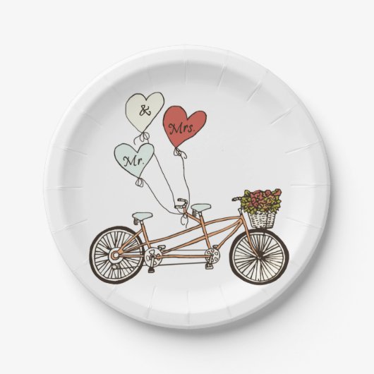 Love bike Mr. en mevrouw paper bord (Voorkant)