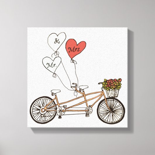 Love bike Mr & Mrs wrapped canvas (Voorkant)