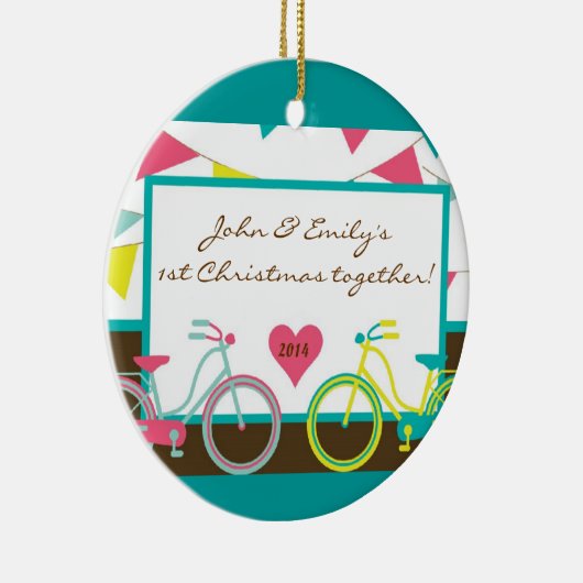Love Bike Teen Couple Personalized Name Ornament (Rechts)