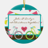 Love Bike Teen Couple Personalized Name Ornament (Voorkant)