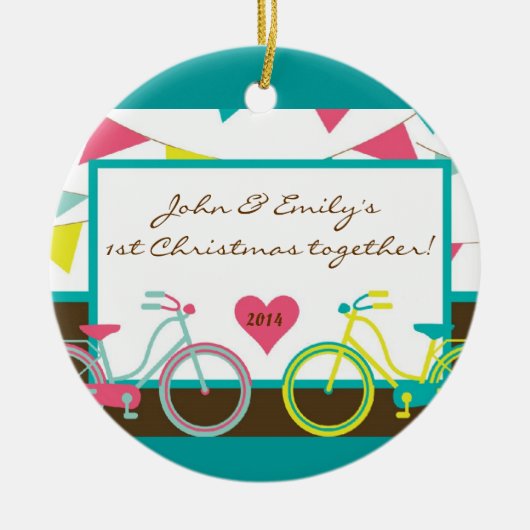 Love Bike Teen Couple Personalized Name Ornament (Voorkant)