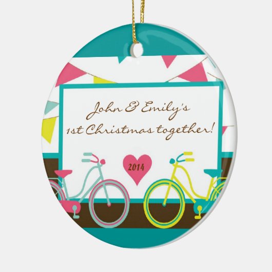 Love Bike Teen Couple Personalized Name Ornament (Links)