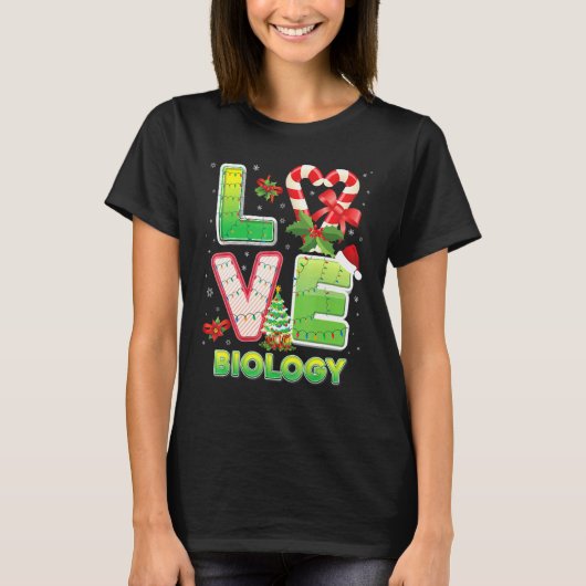 Love Biology Santa Hat Student Teacher M T-shirt (Voorkant)