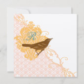 Love Bird Abriot, Robin Egg Blue Damask Kaart (Achterkant)