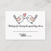 Love Bird Black White Lovebird Wedding Escort Plaatskaartje (Voorkant)