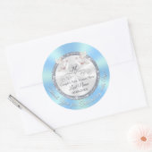 Love Bird Blauw Wit Zilver Bruiloft Favor Stickers (Envelop)