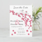 Love Bird Cherry Blossom Save the Date Kaart (Staand voorkant)