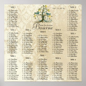 Love Bird Damask Seating Chart 12 Tables Poster (Voorkant)
