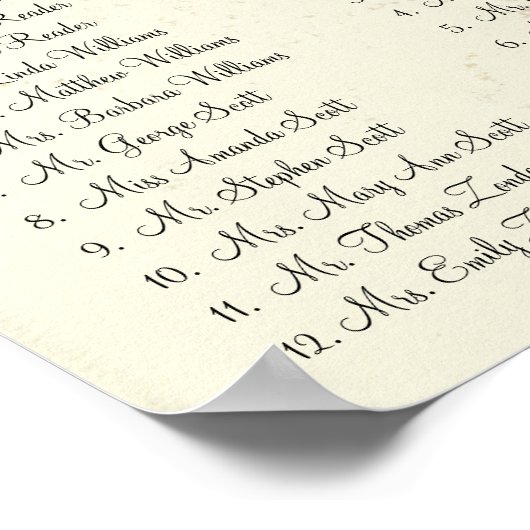 Love Bird Damask Seating Chart 12 Tables Poster (Hoek)