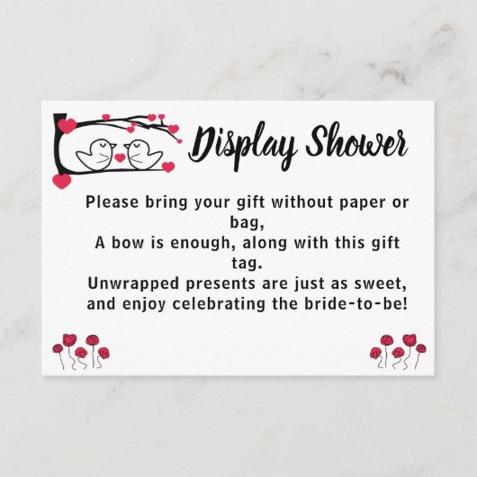 Love Bird Display Bridal Wedding Shower Informatiekaartje (Voorkant)