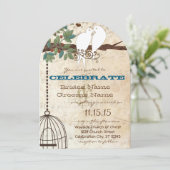Love Bird Doves Sitting in a Tree Weduwen Invite Kaart (Staand voorkant)