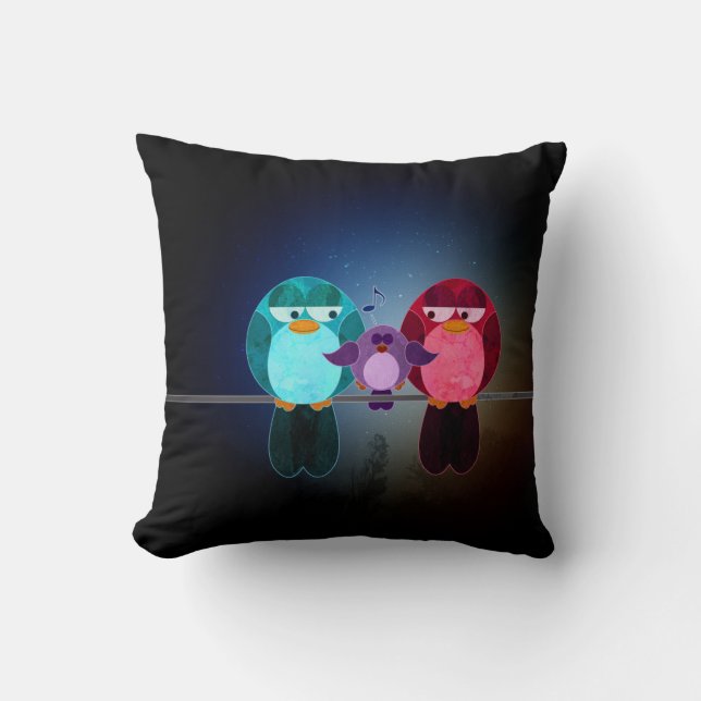 Love Bird Family Pillow Kussen (Voorkant)
