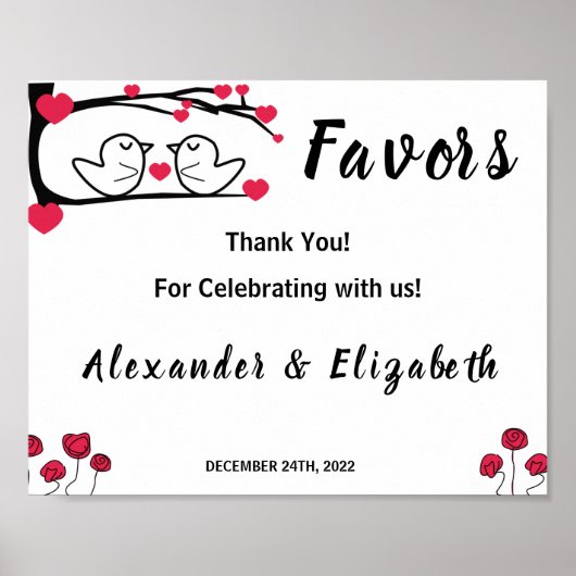 Love Bird Favors Wedding Bridal Shower   Poster (Voorkant)