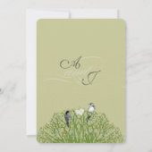 Love Bird Green Swirl Tree Weddenschap Kaart (Achterkant)