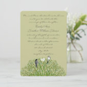 Love Bird Green Swirl Tree Weddenschap Kaart (Staand voorkant)