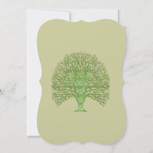 Love Bird Green Swirl Tree Weddenschap Kaart (Achterkant)