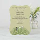 Love Bird Green Swirl Tree Weddenschap Kaart (Staand voorkant)