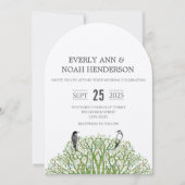 Love Bird Green Swirl Tree Weddenschap Kaart (Voorkant)