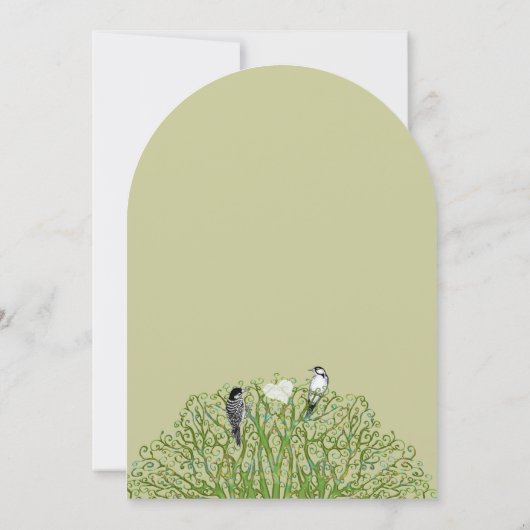 Love Bird Green Swirl Tree Weddenschap Kaart (Achterkant)