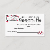 Love Bird Hoeveel Kisses voor Mrs Shower game card Plaatskaartje (Voorkant)