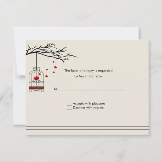 Love Bird in a Birdcage Wedding RSVP (Voorkant)