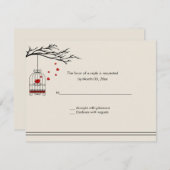 Love Bird in a Birdcage Wedding RSVP (Voorkant / Achterkant)