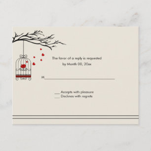 Love Bird in a Birdcage Wedding RSVP Kaartje
