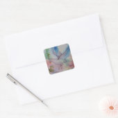 Love Bird in blauw en roze Vierkante Sticker (Envelop)
