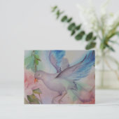 Love Bird in Blue and Pink Briefkaart (Staand voorkant)