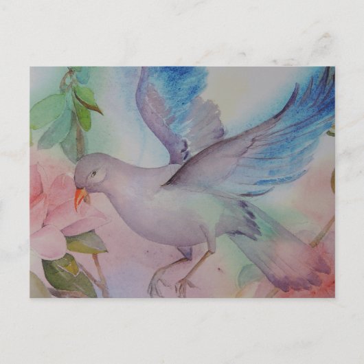 Love Bird in Blue and Pink Briefkaart (Voorkant)