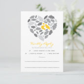 Love Bird Leaf and Heart RSVP Card (Staand voorkant)