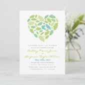 Love Bird Leaf and Heart Wedding Invitation Kaart (Staand voorkant)
