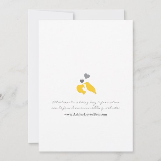 Love Bird Leaf and Heart Wedding Invitation Kaart (Achterkant)