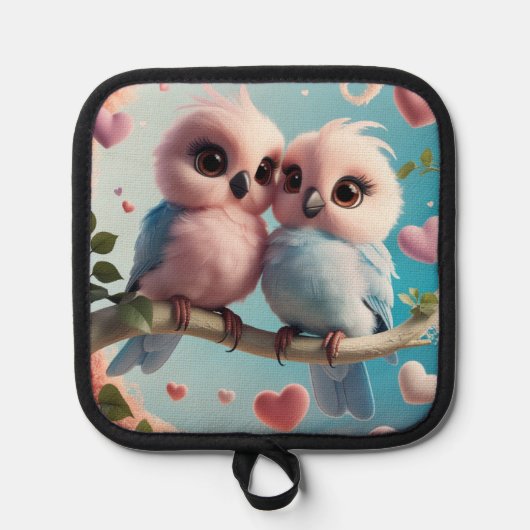 Love Bird Linen Holder Pannenlap (Voorkant)