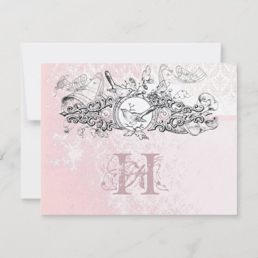Love Bird Musical Scroll Monogram RSVP (Achterkant)