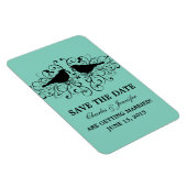 Love Bird Swirls Save the Date Magnet, Aqua Magneet (Rechterzijde)