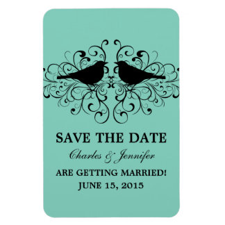 Love Bird Swirls Save the Date Magnet, Aqua Magneet