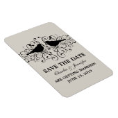 Love Bird Swirls Save the Date Magnet, Beige Magneet (Rechterzijde)