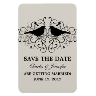 Love Bird Swirls Save the Date Magnet, Beige Magneet