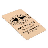 Love Bird Swirls Save the Date Magnet, Coral Magneet (Rechterzijde)