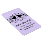 Love Bird Swirls Save the Date Magnet, Lila Magneet (Rechterzijde)