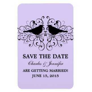 Love Bird Swirls Save the Date Magnet, Lila Magneet